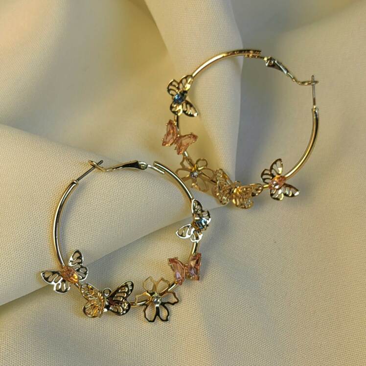 گوشواره پروانه ای گرد استیل