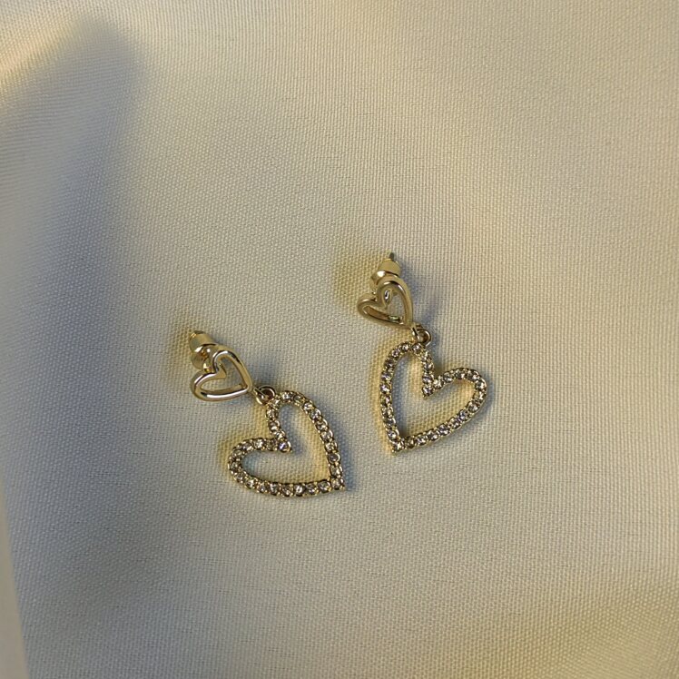 گوشواره استیل قلب نگینی