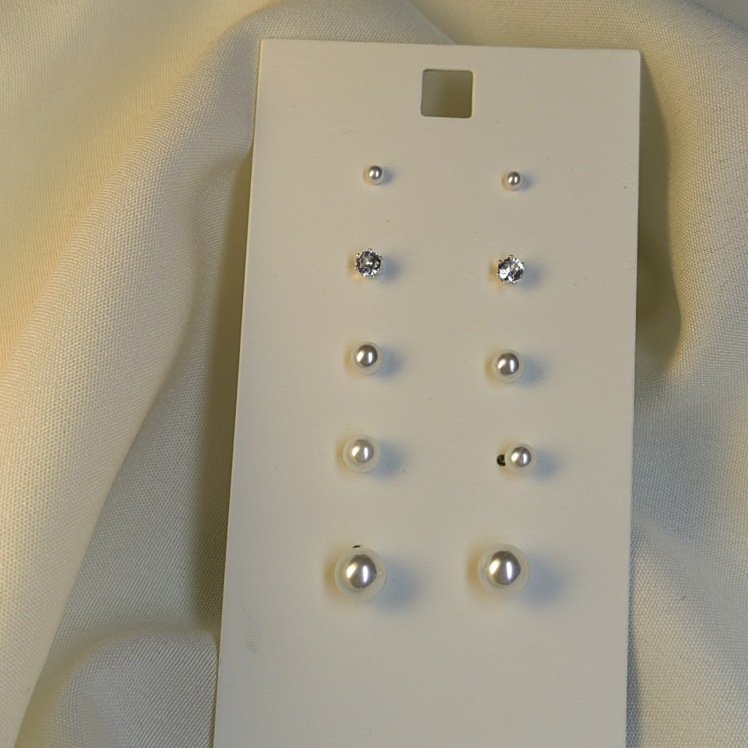 پک گوشواره استیل مروارید 5 تایی