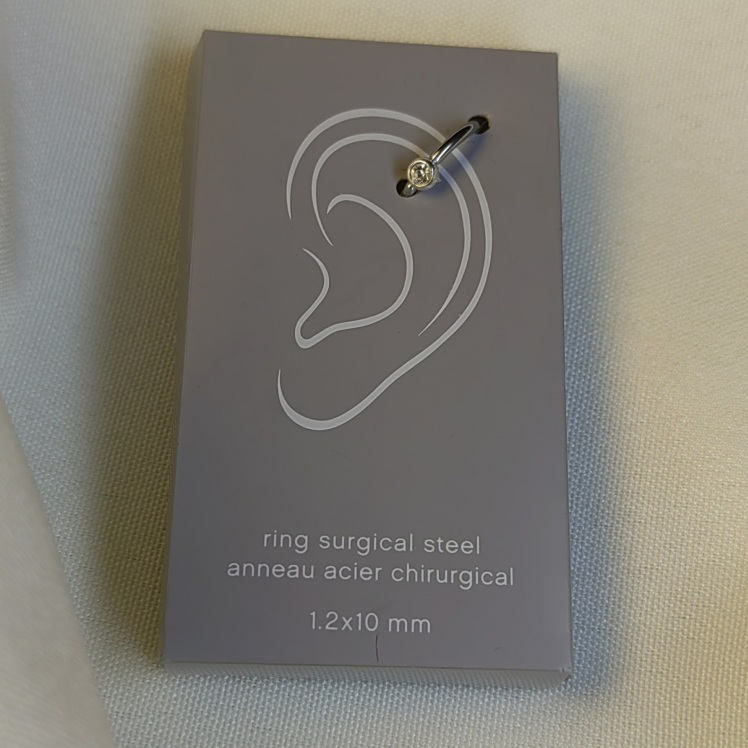 پرسینگ گوش نقره تک نگین 