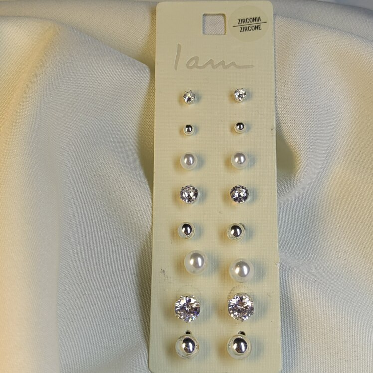 پک گوشواره استیل مرواریدی 8 تایی