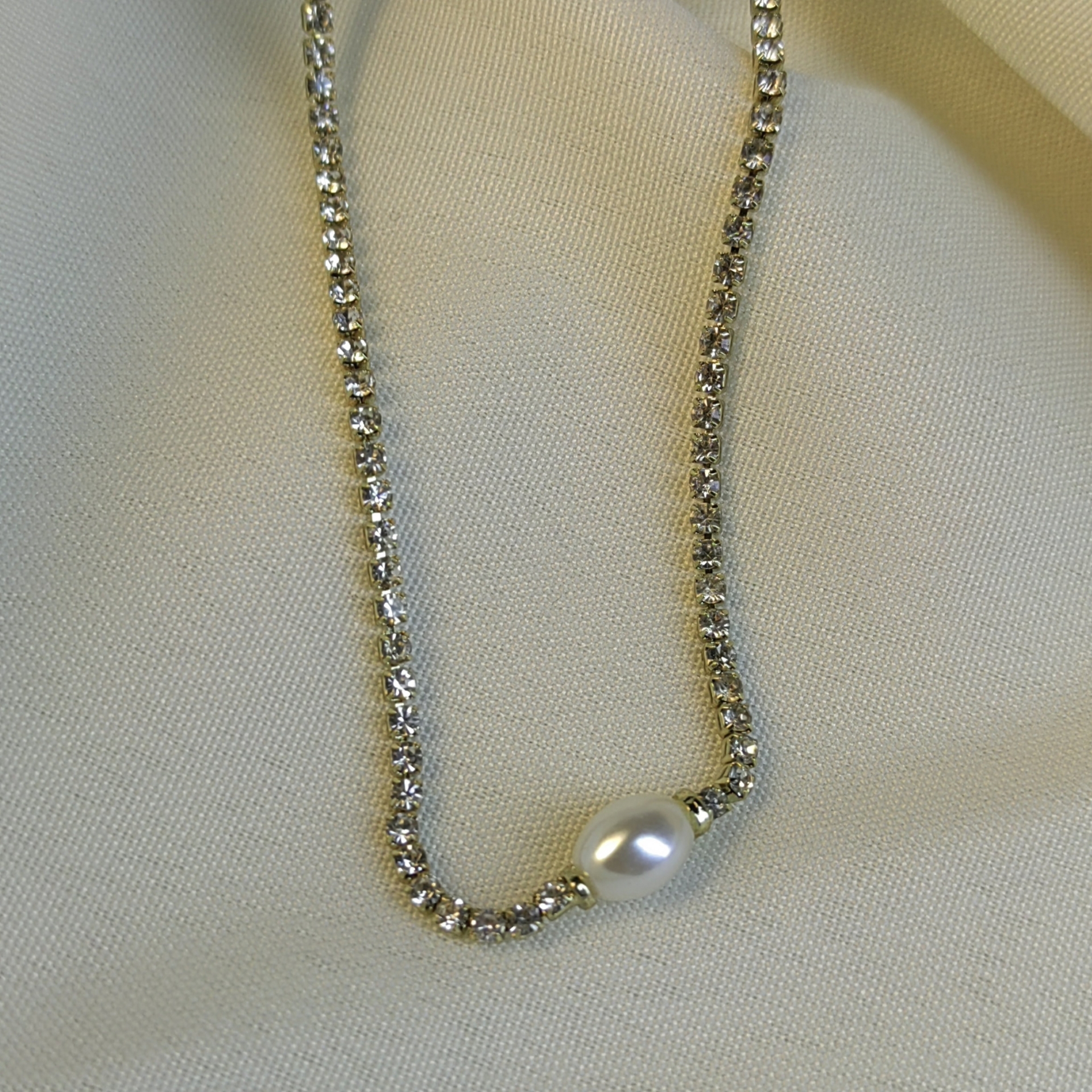  گردنبند استیل تک مروارید 