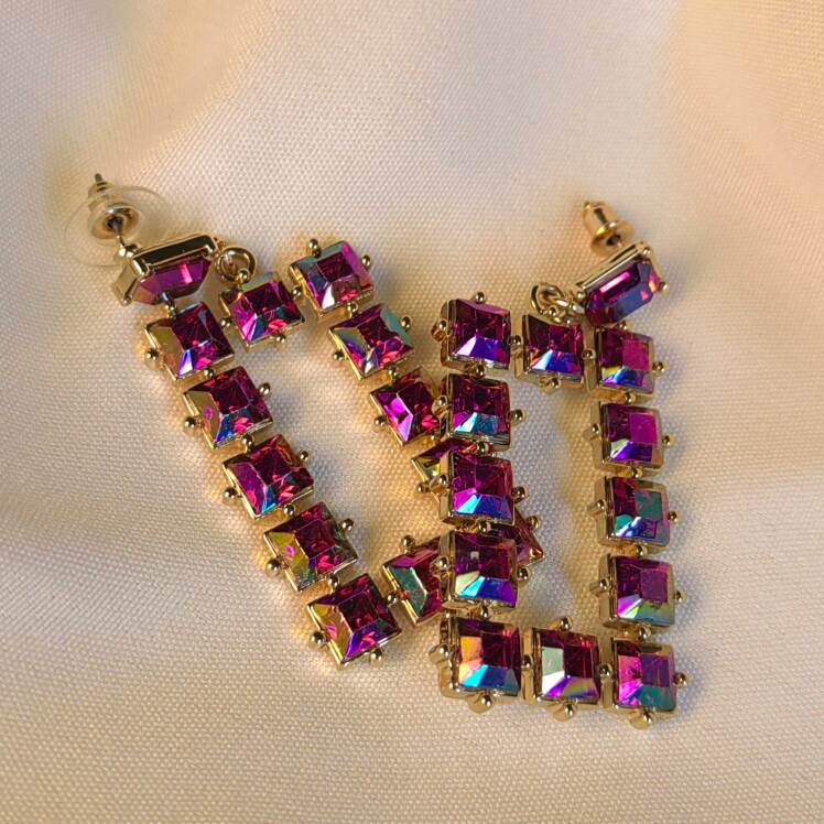 گوشواره تمام سنگ رنگی 